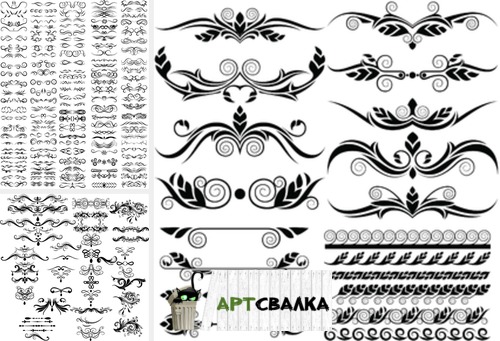 Абстрактные векторные завитки и окантовки | Abstract vector swirls and fringing